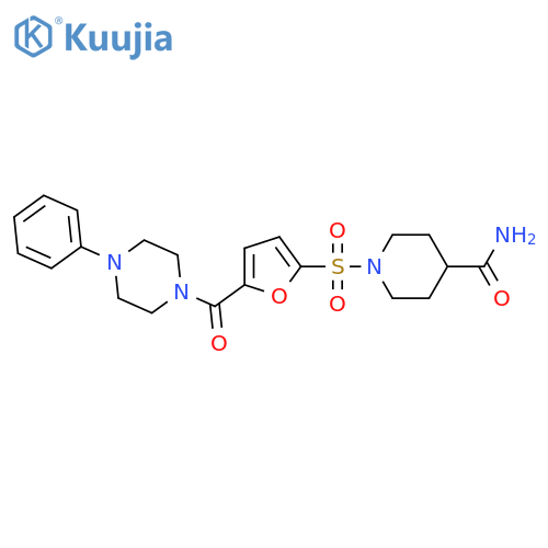 1-{5-(4-phenylpiperazine-1-carbonyl)furan-2-ylsulfonyl}piperidine-4-carboxamide structure
