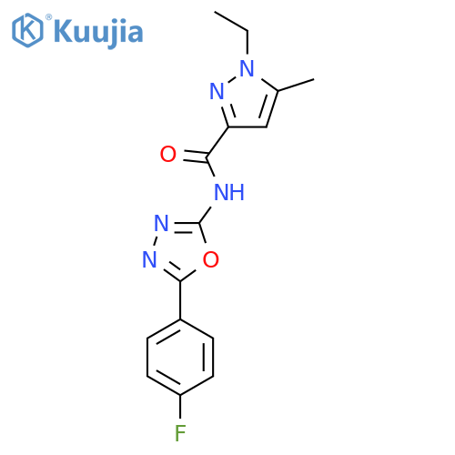 1-ethyl-N-5-(4-fluorophenyl)-1,3,4-oxadiazol-2-yl-5-methyl-1H-pyrazole-3-carboxamide structure