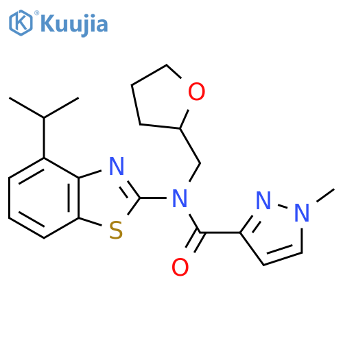 1-methyl-N-(oxolan-2-yl)methyl-N-4-(propan-2-yl)-1,3-benzothiazol-2-yl-1H-pyrazole-3-carboxamide structure