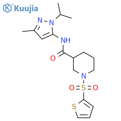 N-3-methyl-1-(propan-2-yl)-1H-pyrazol-5-yl-1-(thiophene-2-sulfonyl)piperidine-3-carboxamide structure