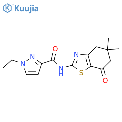 N-(5,5-dimethyl-7-oxo-4,5,6,7-tetrahydro-1,3-benzothiazol-2-yl)-1-ethyl-1H-pyrazole-3-carboxamide structure