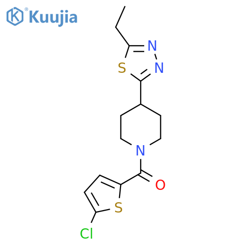 1-(5-chlorothiophene-2-carbonyl)-4-(5-ethyl-1,3,4-thiadiazol-2-yl)piperidine structure