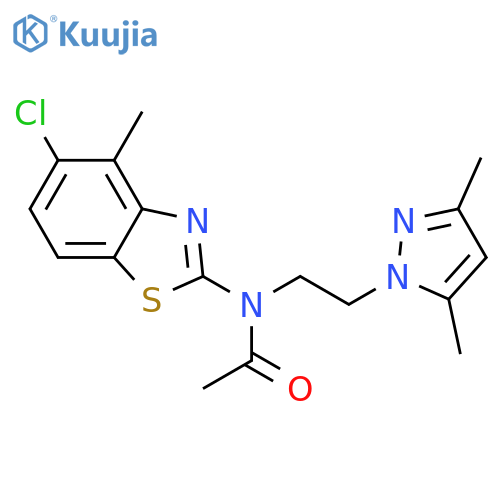 N-(5-chloro-4-methyl-1,3-benzothiazol-2-yl)-N-2-(3,5-dimethyl-1H-pyrazol-1-yl)ethylacetamide structure
