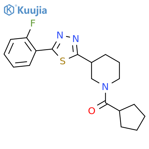 1-cyclopentanecarbonyl-3-5-(2-fluorophenyl)-1,3,4-thiadiazol-2-ylpiperidine structure