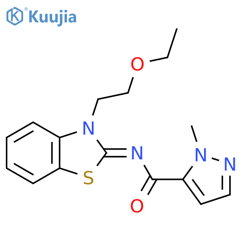 N-(2E)-3-(2-ethoxyethyl)-2,3-dihydro-1,3-benzothiazol-2-ylidene-1-methyl-1H-pyrazole-5-carboxamide structure