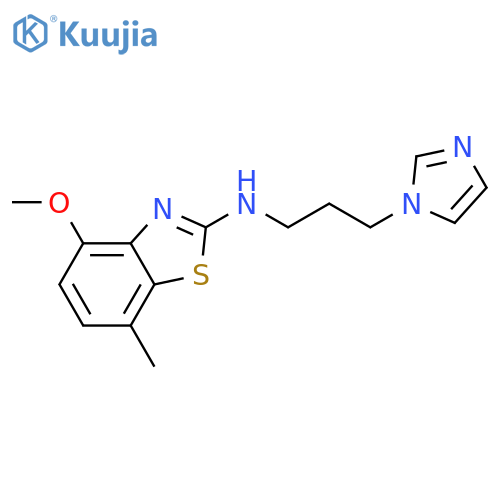 N-[3-(1H-imidazol-1-yl)propyl]-4-methoxy-7-methyl-1,3-benzothiazol-2-amine structure