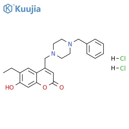 4-[(4-benzylpiperazin-1-yl)methyl]-6-ethyl-7-hydroxy-2H-chromen-2-one dihydrochloride structure