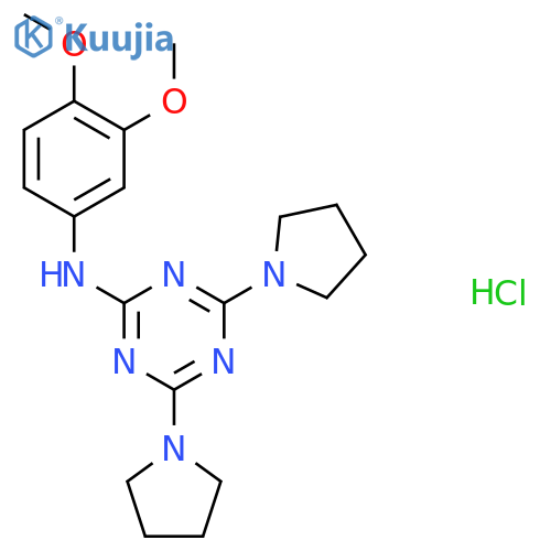 N-(3,4-dimethoxyphenyl)-4,6-bis(pyrrolidin-1-yl)-1,3,5-triazin-2-amine hydrochloride structure