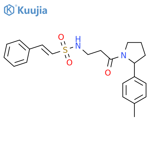 N-{3-[2-(4-methylphenyl)pyrrolidin-1-yl]-3-oxopropyl}-2-phenylethene-1-sulfonamide structure