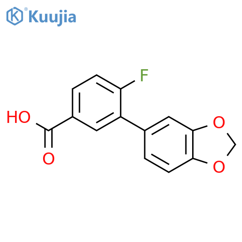 4-Fluoro-3-(3,4-methylenedioxyphenyl)benzoic acid structure