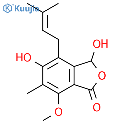 1(3H)-Isobenzofuranone,3,5-dihydroxy-7-methoxy-6-methyl-4-(3-methyl-2-buten-1-yl)- structure
