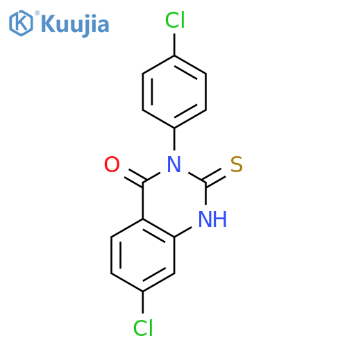 7-chloro-3-(4-chlorophenyl)-2-sulfanyl-3,4-dihydroquinazolin-4-one structure