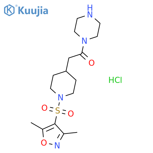 1-({1-(3,5-Dimethylisoxazol-4-yl)sulfonyl-piperidin-4-yl}acetyl)piperazine Hydrochloride structure