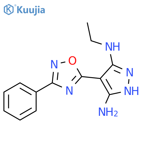 3-N-ethyl-4-(3-phenyl-1,2,4-oxadiazol-5-yl)-1H-pyrazole-3,5-diamine structure