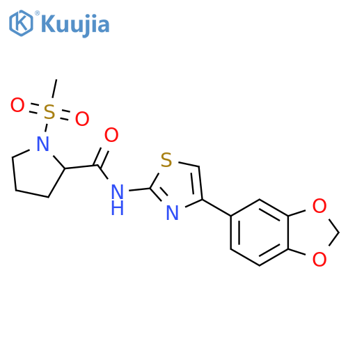 N-4-(2H-1,3-benzodioxol-5-yl)-1,3-thiazol-2-yl-1-methanesulfonylpyrrolidine-2-carboxamide structure