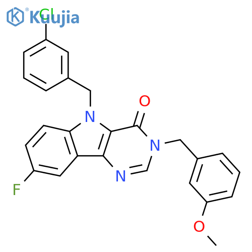 5-[(3-chlorophenyl)methyl]-8-fluoro-3-[(3-methoxyphenyl)methyl]-3H,4H,5H-pyrimido[5,4-b]indol-4-one structure