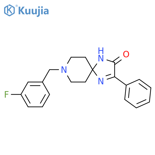 8-[(3-fluorophenyl)methyl]-3-phenyl-1,4,8-triazaspiro[4.5]dec-3-en-2-one structure