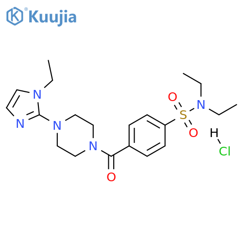N,N-diethyl-4-4-(1-ethyl-1H-imidazol-2-yl)piperazine-1-carbonylbenzene-1-sulfonamide hydrochloride structure