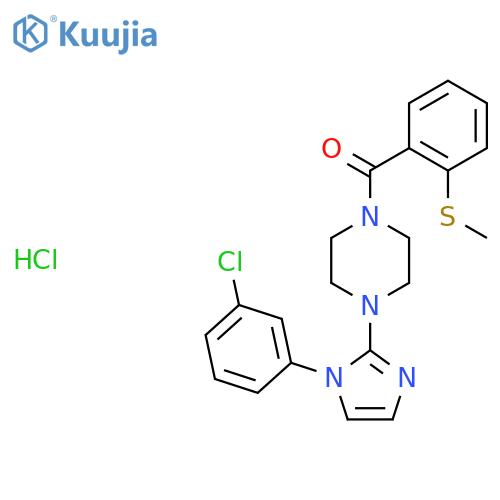 1-1-(3-chlorophenyl)-1H-imidazol-2-yl-4-2-(methylsulfanyl)benzoylpiperazine hydrochloride structure