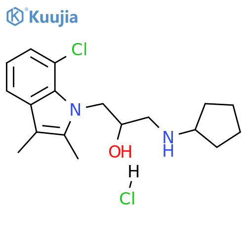 1-(7-chloro-2,3-dimethyl-1H-indol-1-yl)-3-(cyclopentylamino)propan-2-ol hydrochloride structure