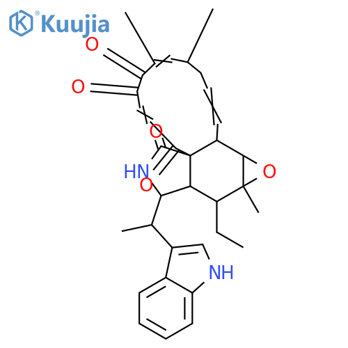 3H-Cyclotridec[d]oxireno[f]isoindole-7,8,11,12(4H,13H)-tetrone,15-ethyl-9,10,14,14a,15,15a,16a,16b-octahydro-14-[(1R)-1-(1H-indol-3-yl)ethyl]-4,6,15a-trimethyl-,(1E,4S,5E,11aR,14S,14aR,15S,15aR,16aS,16bR)- (9CI) structure