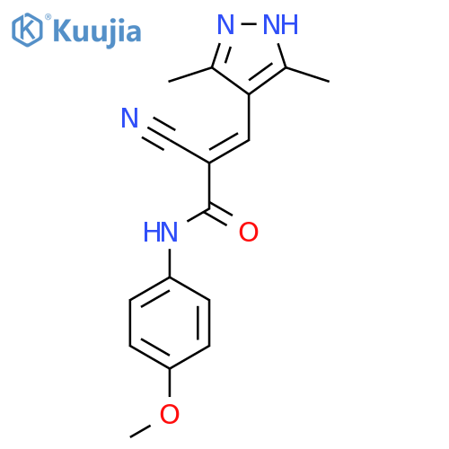 2-cyano-3-(3,5-dimethyl-1H-pyrazol-4-yl)-N-(4-methoxyphenyl)prop-2-enamide structure