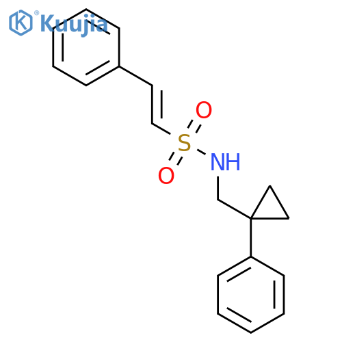 2-phenyl-N-[(1-phenylcyclopropyl)methyl]ethene-1-sulfonamide structure