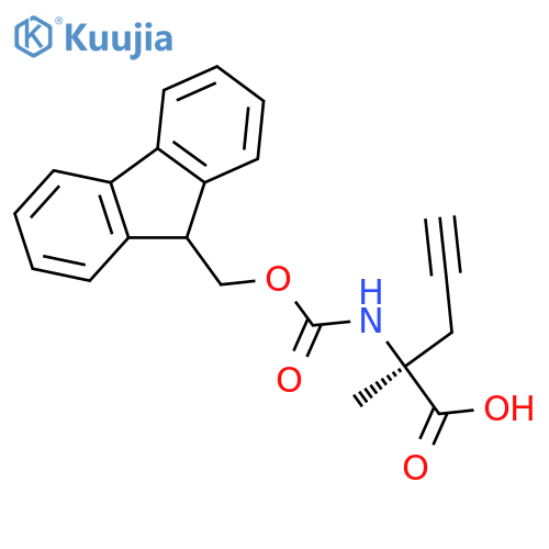 (2R)-2-(9H-fluoren-9-ylmethoxycarbonylamino)-2-methyl-pent-4-ynoic acid structure