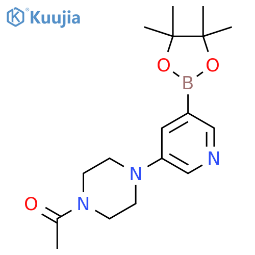 1-(4-(5-(4,4,5,5-Tetramethyl-1,3,2-dioxaborolan-2-yl)pyridin-3-yl)piperazin-1-yl)ethanone structure