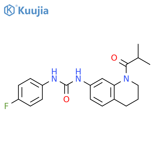 1-(4-fluorophenyl)-3-1-(2-methylpropanoyl)-1,2,3,4-tetrahydroquinolin-7-ylurea structure