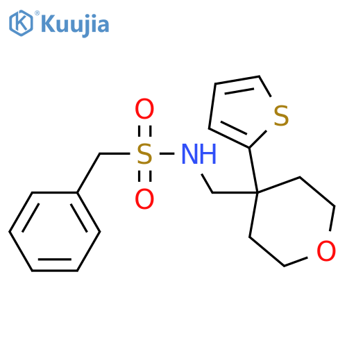 1-phenyl-N-{[4-(thiophen-2-yl)oxan-4-yl]methyl}methanesulfonamide structure