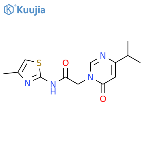 N-(4-methyl-1,3-thiazol-2-yl)-2-[6-oxo-4-(propan-2-yl)-1,6-dihydropyrimidin-1-yl]acetamide structure