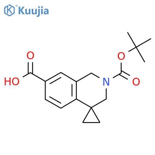 2'-(tert-butoxy)carbonyl-2',3'-dihydro-1'H-spirocyclopropane-1,4'-isoquinoline-7'-carboxylic acid structure