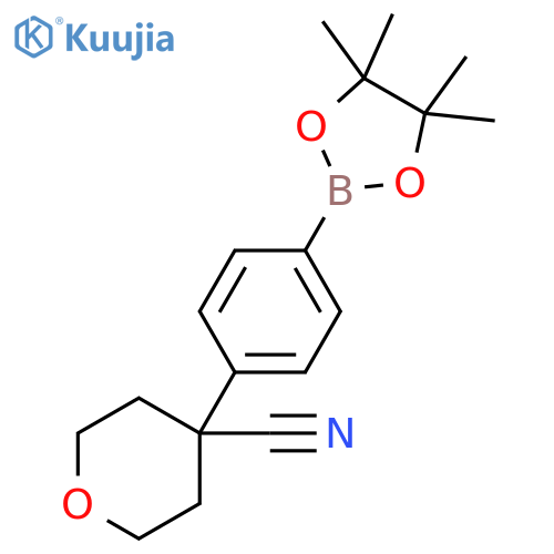 2H-Pyran-4-carbonitrile, tetrahydro-4-[4-(4,4,5,5-tetramethyl-1,3,2-dioxaborolan-2-yl)phenyl]- structure