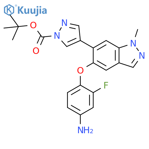 tert-butyl 4-[5-(4-amino-2-fluoro-phenoxy)-1-methyl-indazol-6-yl]pyrazole-1-carboxylate structure