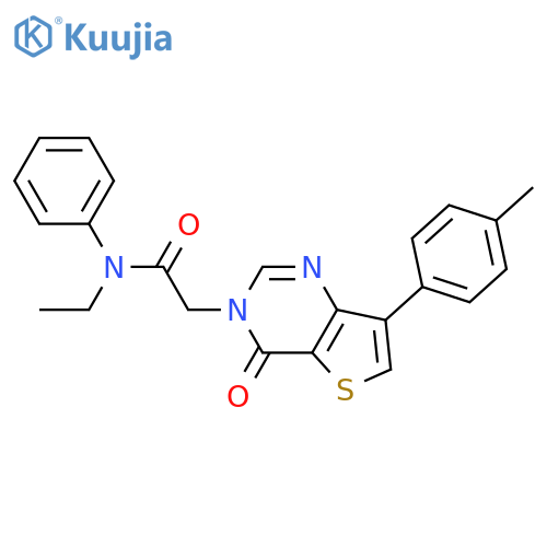 N-ethyl-2-[7-(4-methylphenyl)-4-oxo-3H,4H-thieno[3,2-d]pyrimidin-3-yl]-N-phenylacetamide structure