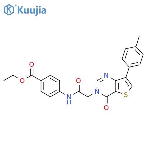 ethyl 4-{2-[7-(4-methylphenyl)-4-oxo-3H,4H-thieno[3,2-d]pyrimidin-3-yl]acetamido}benzoate structure