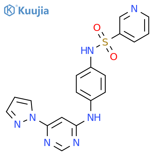 N-(4-{6-(1H-pyrazol-1-yl)pyrimidin-4-ylamino}phenyl)pyridine-3-sulfonamide structure