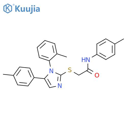 N-(4-methylphenyl)-2-{[1-(2-methylphenyl)-5-(4-methylphenyl)-1H-imidazol-2-yl]sulfanyl}acetamide structure
