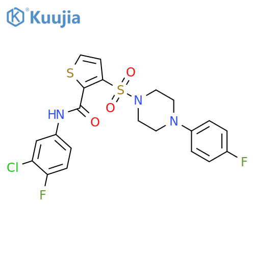 N-(3-Chloro-4-fluorophenyl)-3-[[4-(4-fluorophenyl)-1-piperazinyl]sulfonyl]-2-thiophenecarboxamide structure
