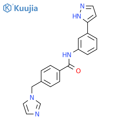4-(1H-imidazol-1-yl)methyl-N-3-(1H-pyrazol-3-yl)phenylbenzamide structure