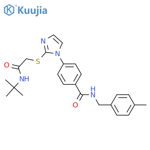 4-(2-{[(tert-butylcarbamoyl)methyl]sulfanyl}-1H-imidazol-1-yl)-N-[(4-methylphenyl)methyl]benzamide structure