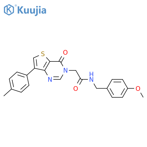 N-[(4-methoxyphenyl)methyl]-2-[7-(4-methylphenyl)-4-oxo-3H,4H-thieno[3,2-d]pyrimidin-3-yl]acetamide structure
