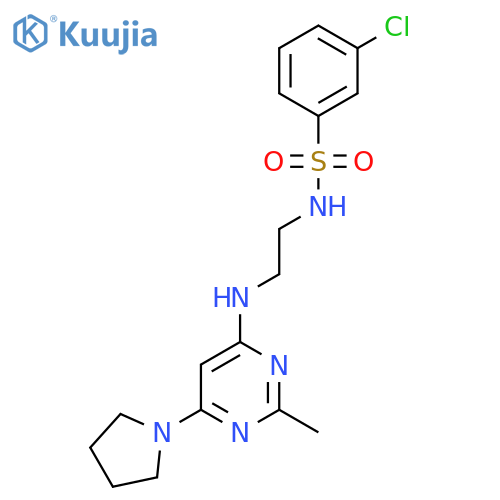 3-chloro-N-(2-{2-methyl-6-(pyrrolidin-1-yl)pyrimidin-4-ylamino}ethyl)benzene-1-sulfonamide structure