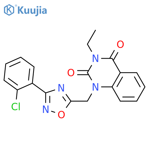 1-[[3-(2-chlorophenyl)-1,2,4-oxadiazol-5-yl]methyl]-3-ethylquinazoline-2,4-dione structure