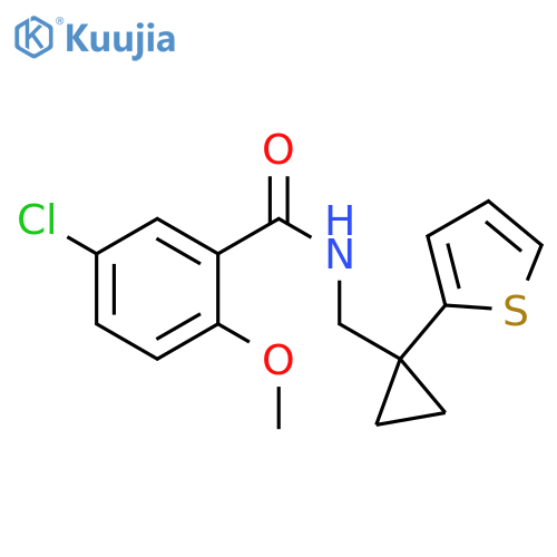 5-chloro-2-methoxy-N-{1-(thiophen-2-yl)cyclopropylmethyl}benzamide structure