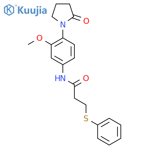 N-3-methoxy-4-(2-oxopyrrolidin-1-yl)phenyl-3-(phenylsulfanyl)propanamide structure