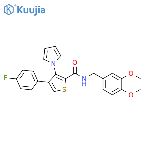 N-[(3,4-dimethoxyphenyl)methyl]-4-(4-fluorophenyl)-3-(1H-pyrrol-1-yl)thiophene-2-carboxamide structure
