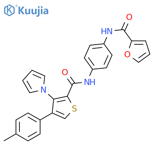 N-{4-[4-(4-methylphenyl)-3-(1H-pyrrol-1-yl)thiophene-2-amido]phenyl}furan-2-carboxamide structure