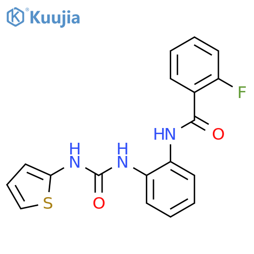 2-fluoro-N-(2-{(thiophen-2-yl)carbamoylamino}phenyl)benzamide structure